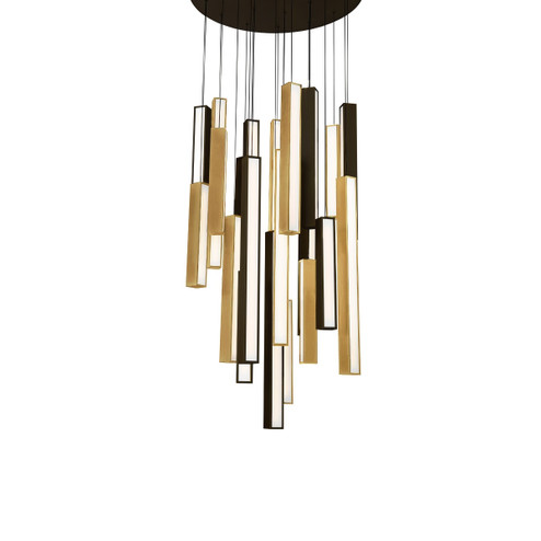 Chaos LED Pendant in Black/Aged Brass & Black (281|PD-64821R-BK/AB-BK)