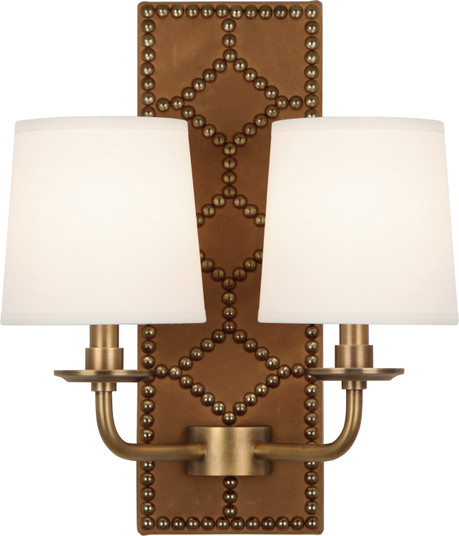 Williamsburg Lightfoot Two Light Wall Sconce in English Ochre Leather w/Nailhead and Aged Brass (165|1030)