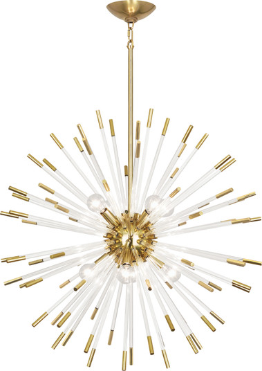 Andromeda Eight Light Chandelier in Modern Brass w/Clear Acrylic Rods (165|166)