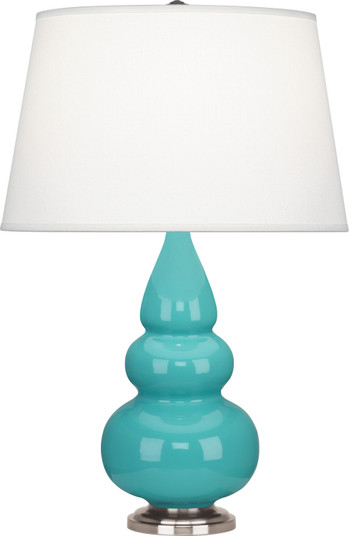 Small Triple Gourd One Light Accent Lamp in Egg Blue Glazed Ceramic w/Antique Silver (165|292X)