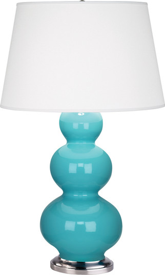 Triple Gourd One Light Table Lamp in Egg Blue Glazed Ceramic w/Antique Silver (165|362X)