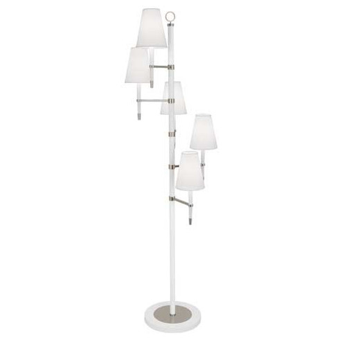 Jonathan Adler Ventana Five Light Floor Lamp in White Wood w/ Polished Nickel (165|AW770)