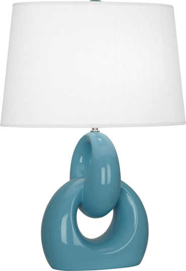 Fusion One Light Table Lamp in Steel Blue Glazed Ceramic w/Polished Nickel (165|OB981)