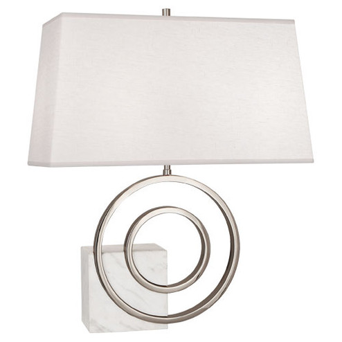 Jonathan Adler Saturn Two Light Table Lamp in Polished Nickel w/ White Marble (165|R910)