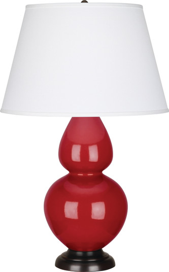 Double Gourd One Light Table Lamp in Ruby Red Glazed Ceramic w/Deep Patina Bronzeed (165|RR21X)