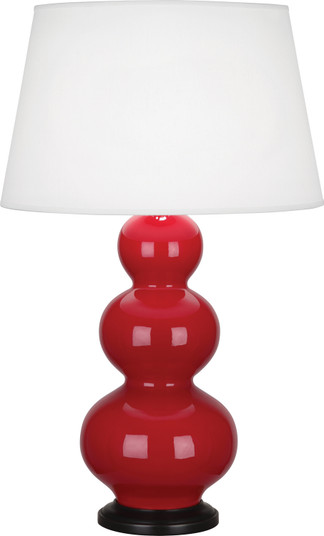 Triple Gourd One Light Table Lamp in Ruby Red Glazed Ceramic w/Deep Patina Bronzeed (165|RR41X)