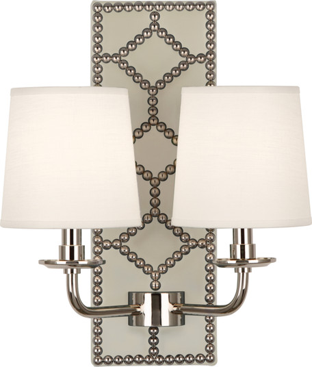 Williamsburg Lightfoot Two Light Wall Sconce in Bruton White Leather w/Nailhead and Polished Nickel (165|S1032)