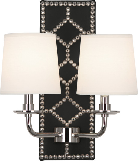 Williamsburg Lightfoot Two Light Wall Sconce in Blacksmith Black Leather w/Nailhead and Polished Nickel (165|S1035)