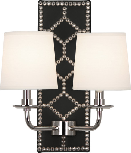 Williamsburg Lightfoot Two Light Wall Sconce in Blacksmith Black Leather w/Nailhead/Polished Nickel (165|S1035)