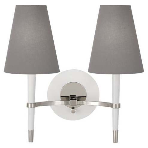 Jonathan Adler Ventana Two Light Wall Sconce in White Wood w/Polished Nickel (165|WH771)