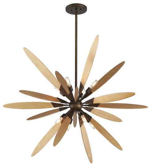 Dragonfly Eight Light Chandelier in Bronze With Satin Leaf (67|F5276)