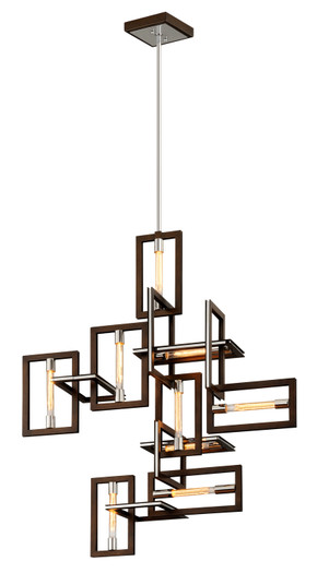 Enigma Nine Light Chandelier in Bronze With Polished Stainless (67|F6189)