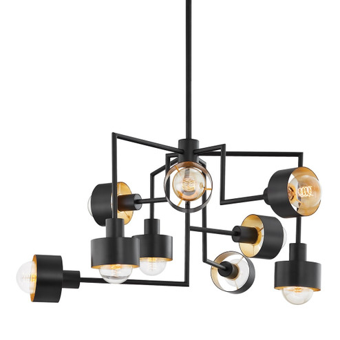 North Nine Light Chandelier in Soft Black/Gold Leaf (67|F8737-SBK/GL)