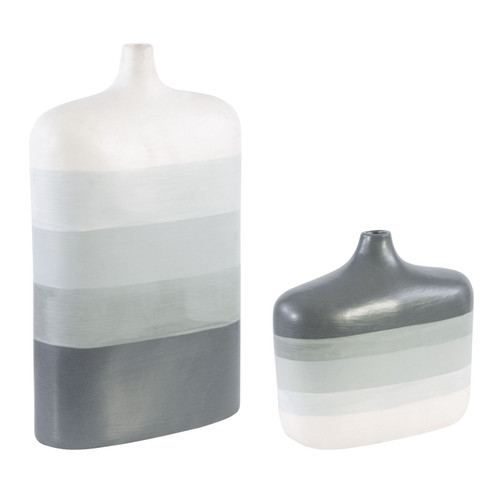 Guevara Vases, S/2 in Striped Gray (52|17722)