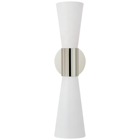 Clarkson Two Light Wall Sconce in Polished Nickel (268|ARN 2009PN/WHT)