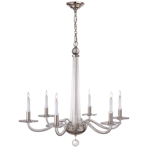 Bernardo Six Light Chandelier in Polished Nickel and Clear Glass (268|CHC 1140PN)