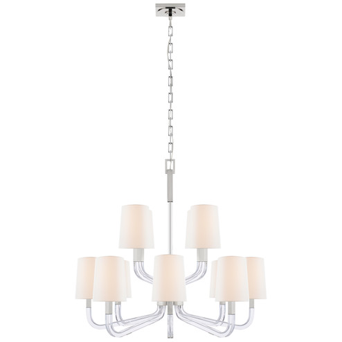 Reagan 12 Light Chandelier in Polished Nickel and Crystal (268|CHC 5903PN/CG-L)