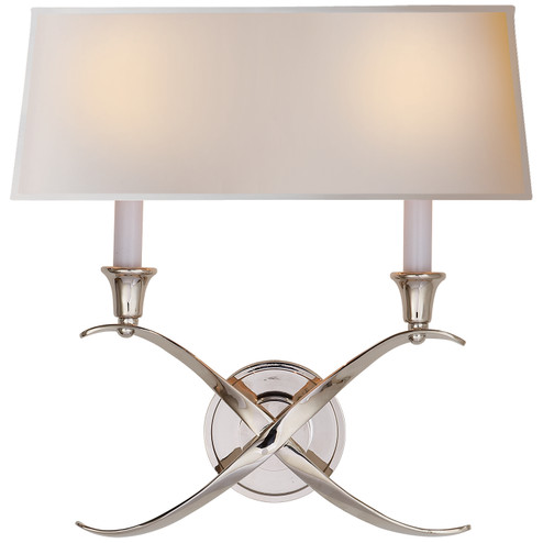 Cross Bouillotte Two Light Wall Sconce in Polished Nickel (268|CHD 1191PN-NP)