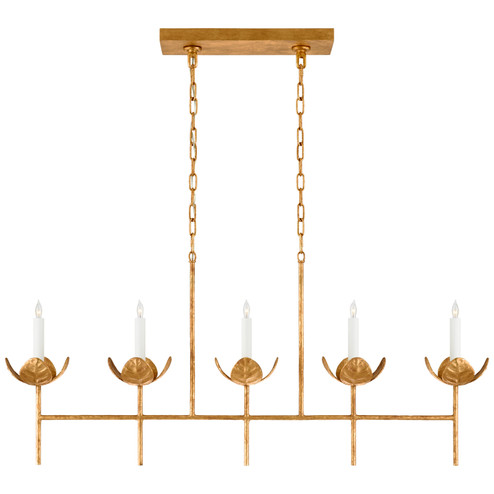 Illana Five Light Linear Chandelier in Antique Gold Leaf (268|JN 5630AGL)