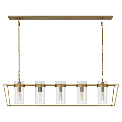 Presidio Five Light Linear Pendant in Hand-Rubbed Antique Brass (268|S 5177HAB-CG)