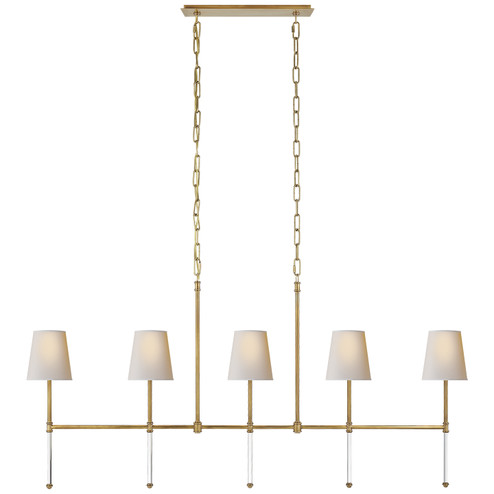 Camille Five Light Linear Chandelier in Hand-Rubbed Antique Brass (268|SK 5055HAB-NP)