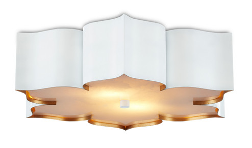 Grand Lotus Two Light Flush Mount in Sugar White/Contemporary Gold/Gaux Alabaster (142|9999-0059)