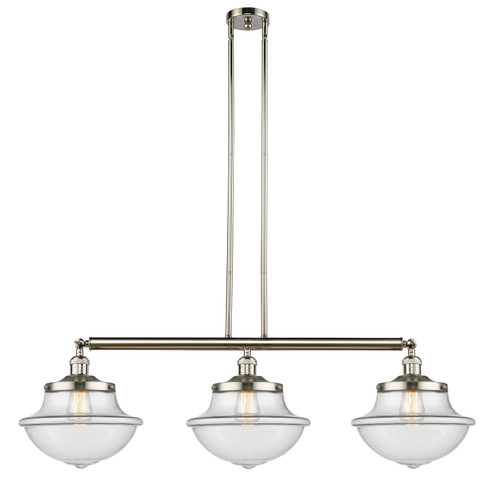 Franklin Restoration Three Light Island Pendant in Polished Nickel (405|213-PN-G542) Franklin Restoration Three Light Island Pendant in Polished Nickel (405|213-PN-G542)