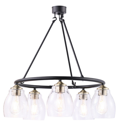 Winsley Five Light Chandelier in Coal w/Stained Brass (7|2435-878)