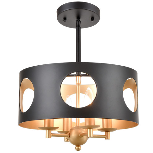 Odelle Four Light Pendant in Black + Antique Gold (60|ODE-700-BK-GA)