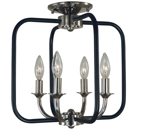Boulevard Four Light Flush / Semi-Flush Mount in Polished Nickel with Matte Black Accents (8|4911 PN/MBLACK)