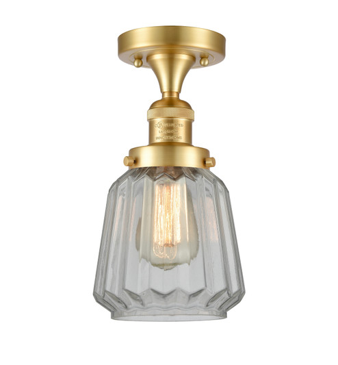 Franklin Restoration One Light Semi-Flush Mount in Satin Gold (405|517-1CH-SG-G142)