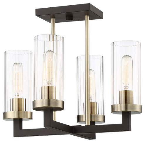 Ainsley Court Four Light Semi Flush Mount in Aged Kinston Bronze w/Brass Highlights (7|3049-560)
