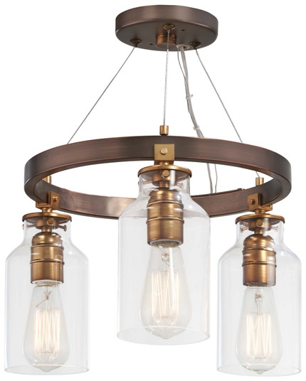 Morrow Three Light Semi Flush (Convertible To Pendant) in Harvard Court Bronze W/Gold Hi (7|4553-588)