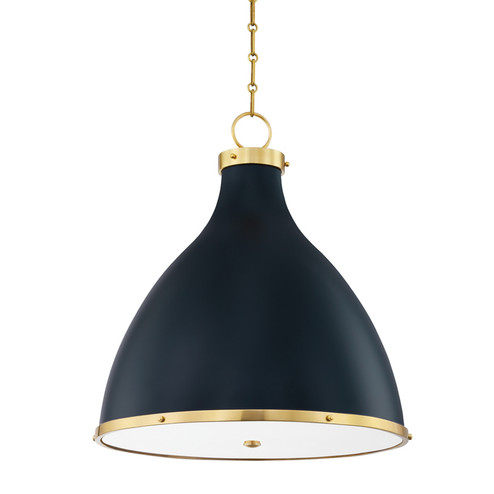 Painted No. 3 Three Light Pendant in Aged Brass/Darkest Blue (70|MDS362-AGB/DBL)