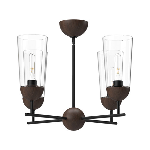 Emil Four Light Chandelier in Matte Black/Walnut (452|CH542324MBWT)