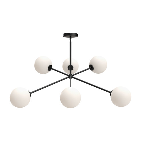 Cassia Six Light Chandelier in Matte Black/Opal Matte Glass (452|CH549640MBOP)