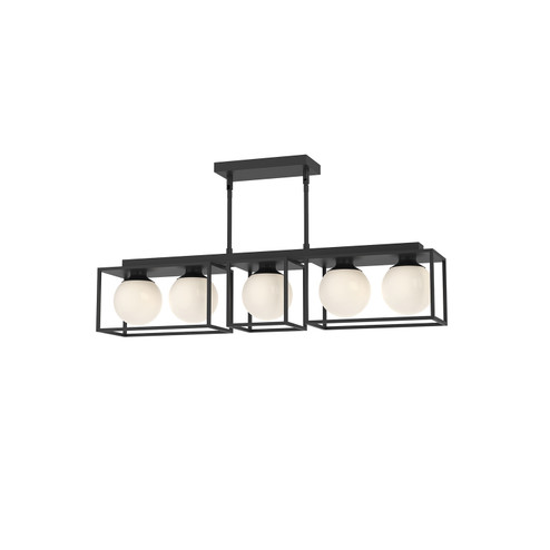 Amelia Five Light Linear Pendant in Matte Black/Opal Matte Glass (452|LP519535MBOP)