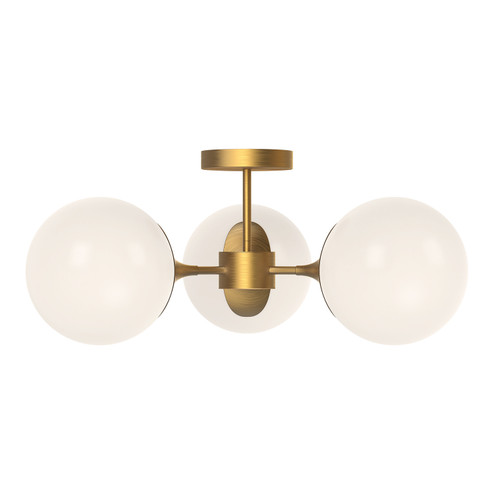 Nouveau Three Light Semi-Flush Mount in Aged Gold/Opal Matte Glass (452|SF505326AGOP)