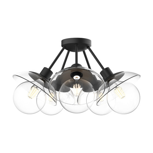 Francesca Five Light Semi-Flush Mount in Clear Glass/Matte Black (452|SF517220MBCL)