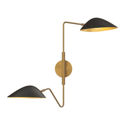 Oscar Two Light Vanity in Aged Gold/Matte Black (452|WV550224MBAG)