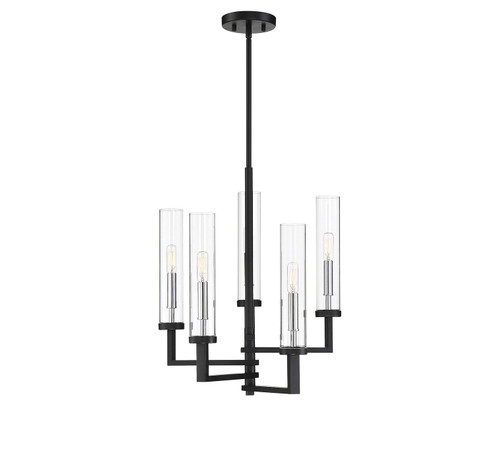 Folsom Five Light Chandelier in Matte Black with Polished Chrome Accents (51|1-2135-5-67)
