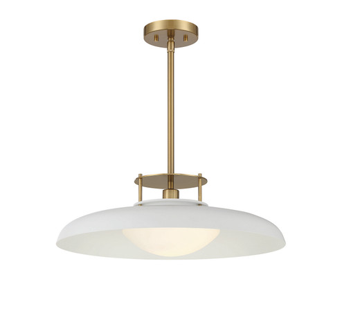 Gavin One Light Pendant in White with Warm Brass Accents (51|7-1690-1-142)