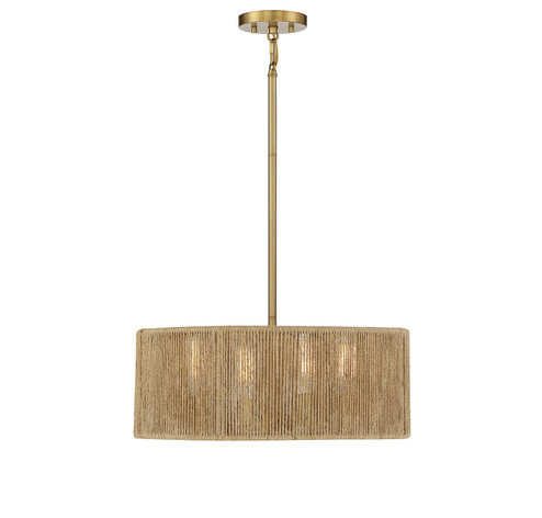 Ashe Four Light Pendant in Warm Brass/Rope (51|7-1739-4-320)