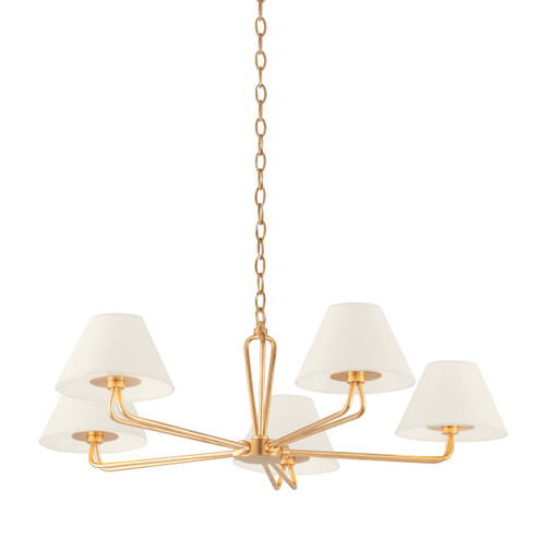 Ozias Five Light Chandelier in Vintage Gold Leaf (67|F2536-VGL)