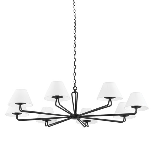 Ozias Eight Light Chandelier in Black Iron (67|F2550-BI)