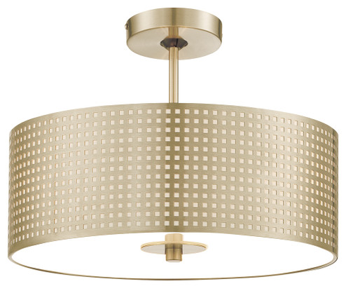 Grid Three Light Semi Flush Mount in Soft Rass (42|P5747-695)