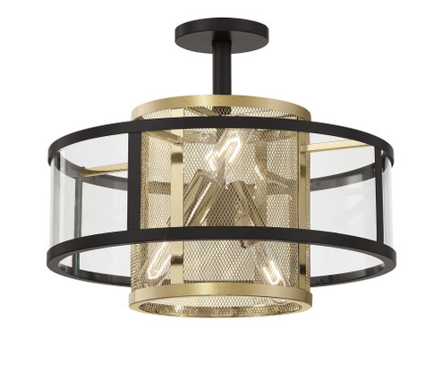 Soho by Robin Baron Four Light Convertible Semi Flush / Pendant in Coal And Soft Brass (29|N7814-726)