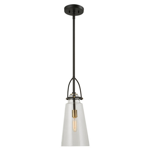 Saugus One Light Pendant in Black With Antique Brass (52|21562)