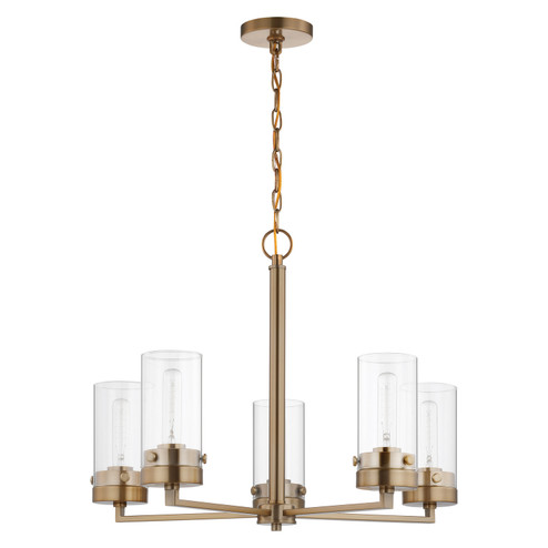 Intersection Five Light Chandelier in Burnished Brass (72|60-7535)