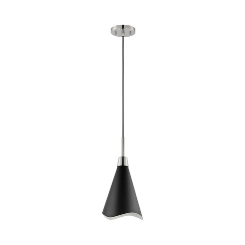 Tango One Light Pendant in Matte Black / Polished Nickel (72|60-7472)